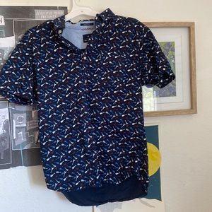 Cool Musical Guitar Pattern Short Sleeve Button Down
